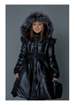 Mililook чорна подовжена куртка для дівчинки Лейла Під замовлення